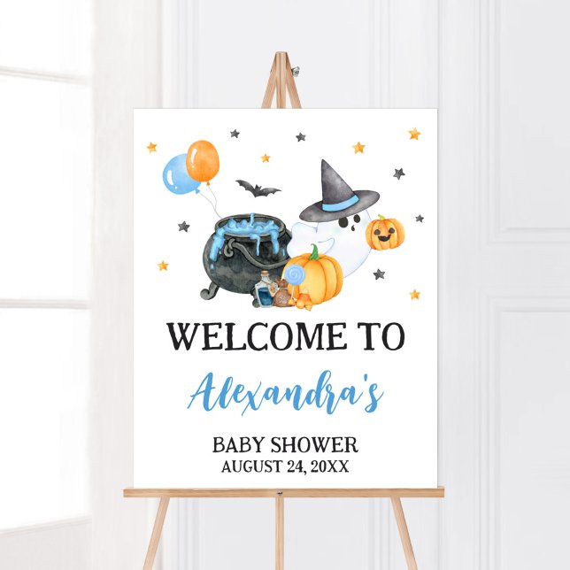 Välkomna till Boy Little Boo Ghost Baby Shower Poster (Ghost Halloween Baby Shower
Welcome Sign)