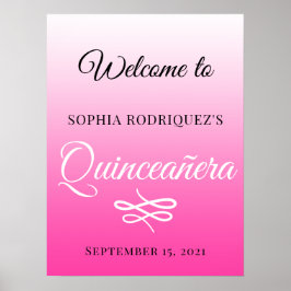 Välkomna till Bright Rosa Quinceañera 15:e födelse Poster