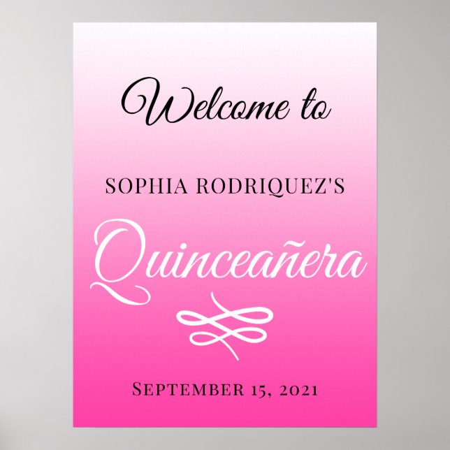 Välkomna till Bright Rosa Quinceañera 15:e födelse Poster (Framsidan)