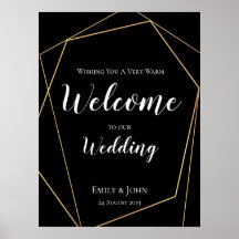 Välkomna till Bröllop Black Guld Geometric