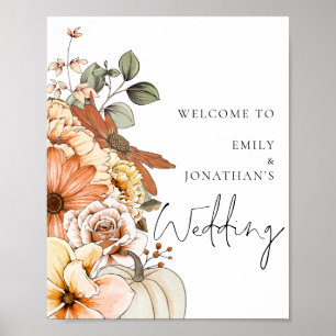 Välkomna till Bröllop i moderna höstens Blommigtar Poster