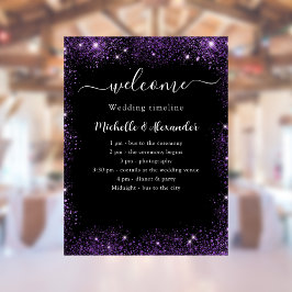 Välkomna till bröllopsprogrammets svarta lila poster