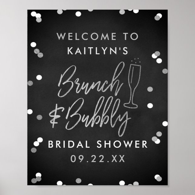 Välkomna till Brunch & Bubly Confetti-Möhippan Poster (Framsidan)