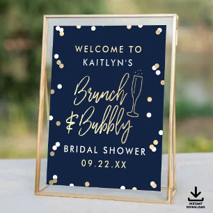 Välkomna till Brunch & Bubly Confetti-Möhippan Poster
