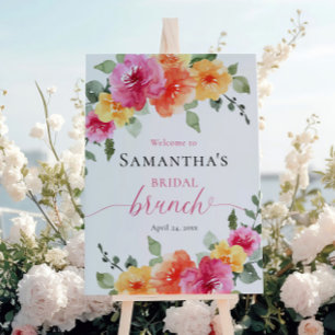 Välkomna till brunch för möhippa av peony orange r poster