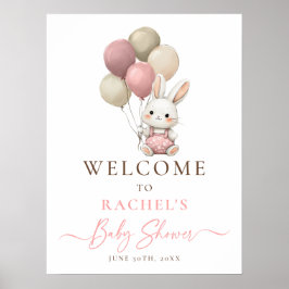 Välkomna till Bunny Rabbit Balloon Rosa Flicka Sho Poster