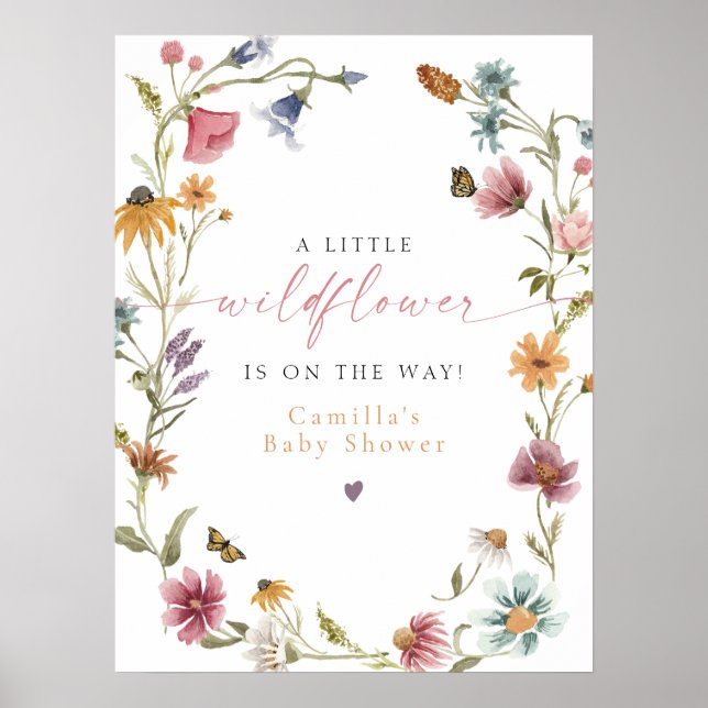 Välkomna till CAMILLA Little Wildblomme Baby Showe Poster (Framsidan)