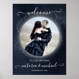 Välkomna till Celestial Full Moon & Stars Photo Br Poster