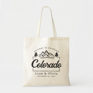 Välkomna till Colorado Bröllop minimalistiska berg Tygkasse