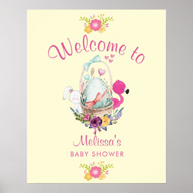Välkomna till Cute Animals och blommor i babyvisni Poster (Framsidan)