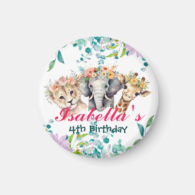 Välkomna till Cute Blommigt Zoo-djungeln Djur föde Magnet (Framsidan)