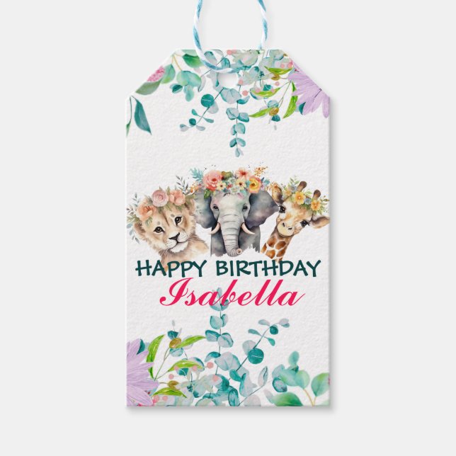 Välkomna till Cute Blommigt Zoo-djungeln Djur föde Presentetikett (Framsidan)