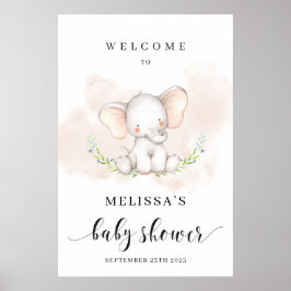 Välkomna till Cute-elefant-babyduschen poster 24x3