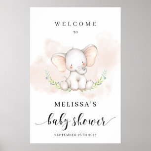 Välkomna till Cute-elefant-babyduschen poster 24x3