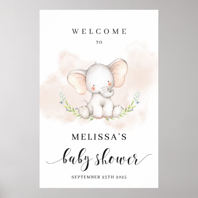 Välkomna till Cute-elefant-babyduschen poster 24x3 (Framsidan)