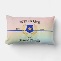 Välkomna till Dekorativ kudde i Thin Blue Line-pol