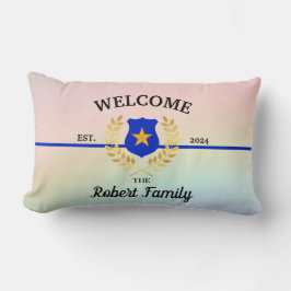 Välkomna till Dekorativ kudde i Thin Blue Line-pol