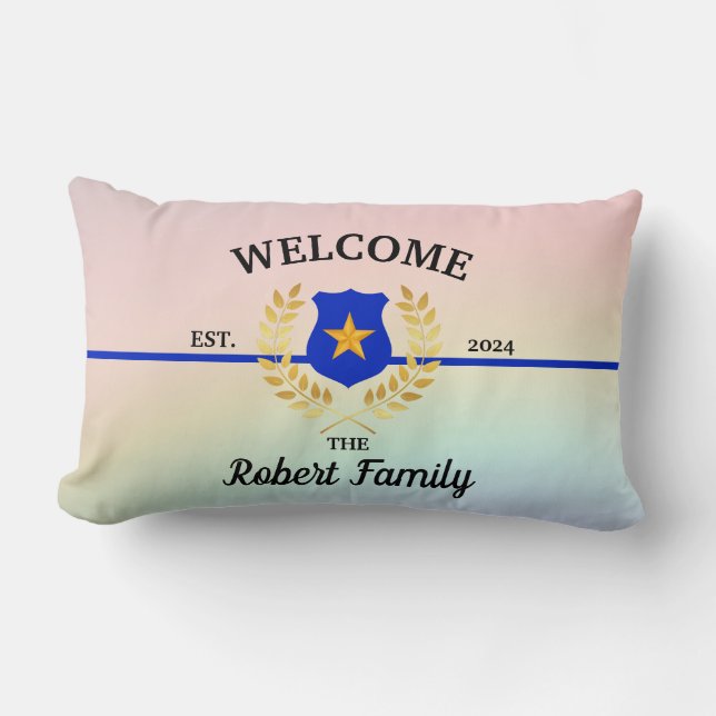 Välkomna till Dekorativ kudde i Thin Blue Line-pol (Framsida)