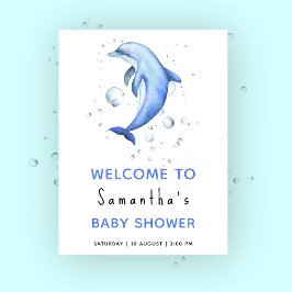 Välkomna till delfinerna under havets babydusch poster