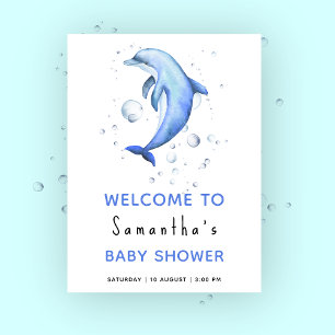 Välkomna till delfinerna under havets babydusch poster