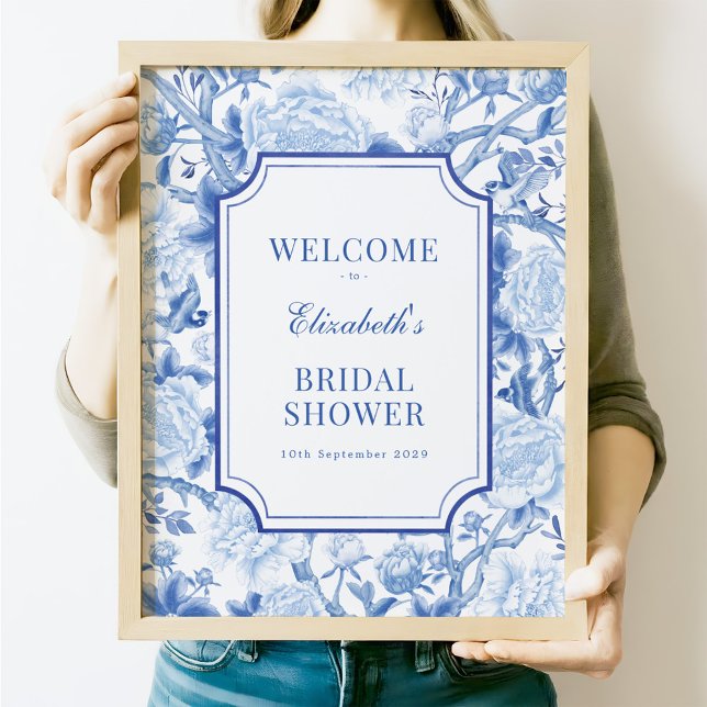 Välkomna till Delft Blue Chinoiserie Möhippa Välko Poster (Skapare uppladdad)