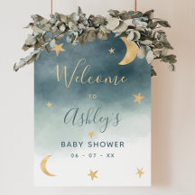 Välkomna till den blå vattenfärgiga babyduschen gu