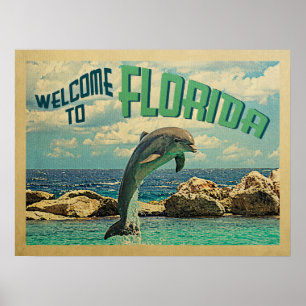 Välkomna till den Florida delfinvintage resor Poster