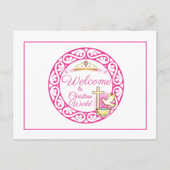 Välkomna till den kristna världen vykort (Framsida)