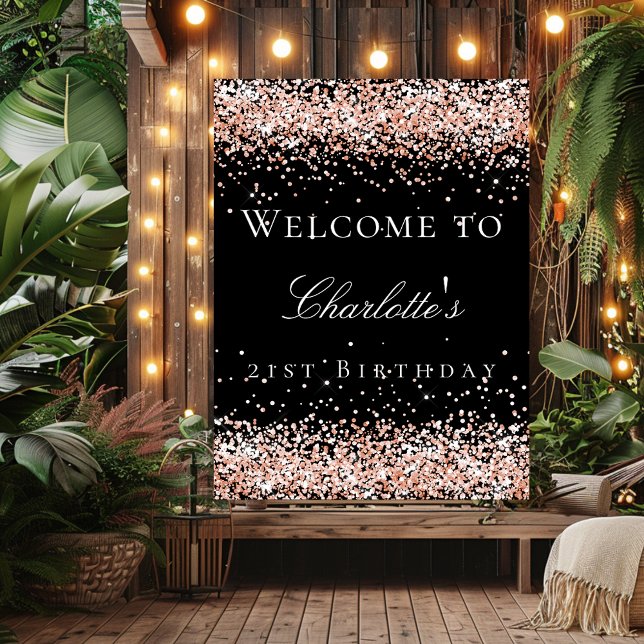 Välkomna till den svarta ro guld glitter poster (Skapare uppladdad)