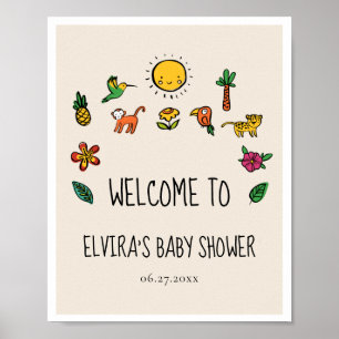 Välkomna till den tropiska regndjungeln Babydusch Poster