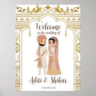 Välkomna till det indiska paret Golden mandap grän Poster
