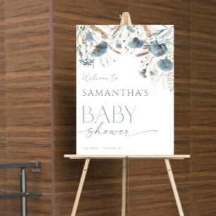 Välkomna till Dusty Blue boho wildblommor babydusc Poster