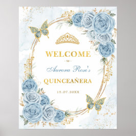 Välkomna till Dusty Blue Guld Quinceanera Mis Quin Poster