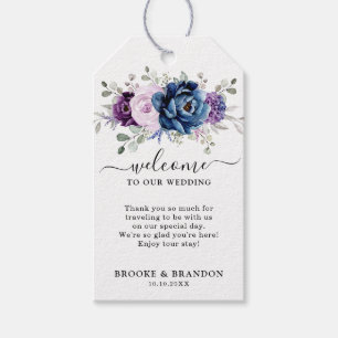 Välkomna till Dusty Blue Lila Navy Lilac Bloom Brö Presentetikett