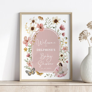 Välkomna till Dusty Rosa Wildblomma Fairy Baby Sho Poster