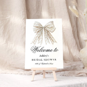 Välkomna till Elegant Pearl Bow Bridal Shower Poster