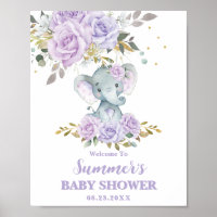 Välkomna till Elephant Lila Lilac Blommigt Baby Sh