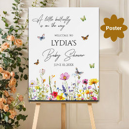 Välkomna till en liten Butterfly WildblommBaby Sho Poster