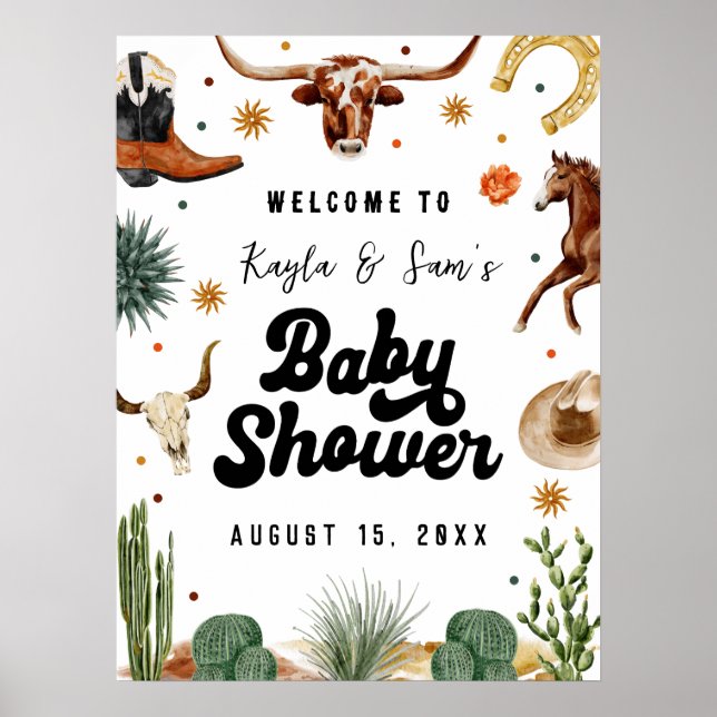 Välkomna till en liten cowboy Baby Shower Poster (Framsidan)