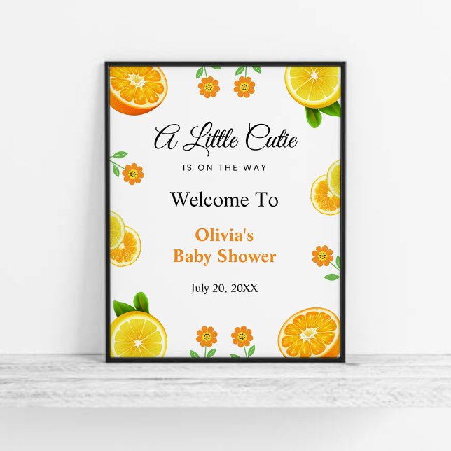 Välkomna till en liten Cutie Lemon Citrus Baby Sho Poster (A Little Cutie Lemon Citrus Baby Shower Welcome Sign )