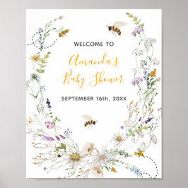 Välkomna till en liten honungsBee WildblomBaby Sho Poster