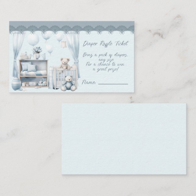 Välkomna till en Pojke Shower Diaper Raffle Tilläggskort (Fram/baksida)