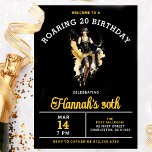 Välkomna till en rinnande 20 30års födelsedag Part Inbjudningar<br><div class="desc">Chic Roaring 20 Födelsedagsfest inbjudan har en blixtflicka som dansar i mitten. Det djärva programmet för att fånga svart,  guld och vitt färg är säkert spännande när gästerna får inbjudan.</div>
