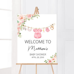 Välkomna till en söt flicka Barnkläder Baby Shower Poster