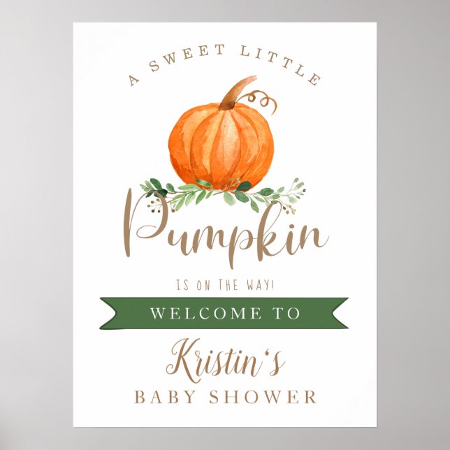 Välkomna till en söt, liten knumpkin Baby Shower Poster (Framsidan)