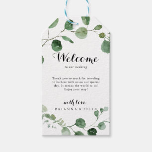 Välkomna till Eucalyptus Modern Calligraphy Bröllo Presentetikett