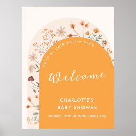 Välkomna till Fall Boho Wildblomch Arch Baby Showe Poster