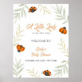 Välkomna till Fall Ladybug Greenery Baby Shower Poster