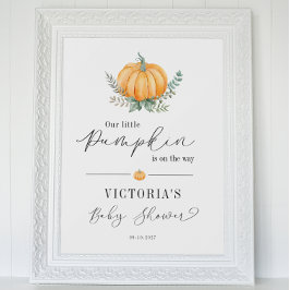Välkomna till Fall Pumpkin Greenery Baby Shower Vä Poster