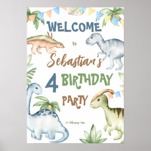 Välkomna till färgad dinosauer småbarn födelsedags poster